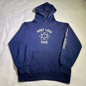 Vintage 1980s Jerzees By Russell Frost Lake Minnesota Tech Atomic Hoodie - M